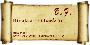 Binetter Filomén névjegykártya